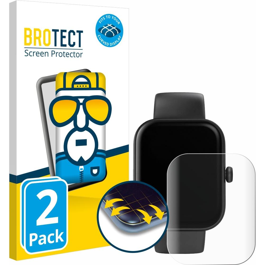 BROTECT Fullscreen Schutzfolie Displayschutz Folie Klar Transparent, Smartwatch Schutzfolie, Transparent