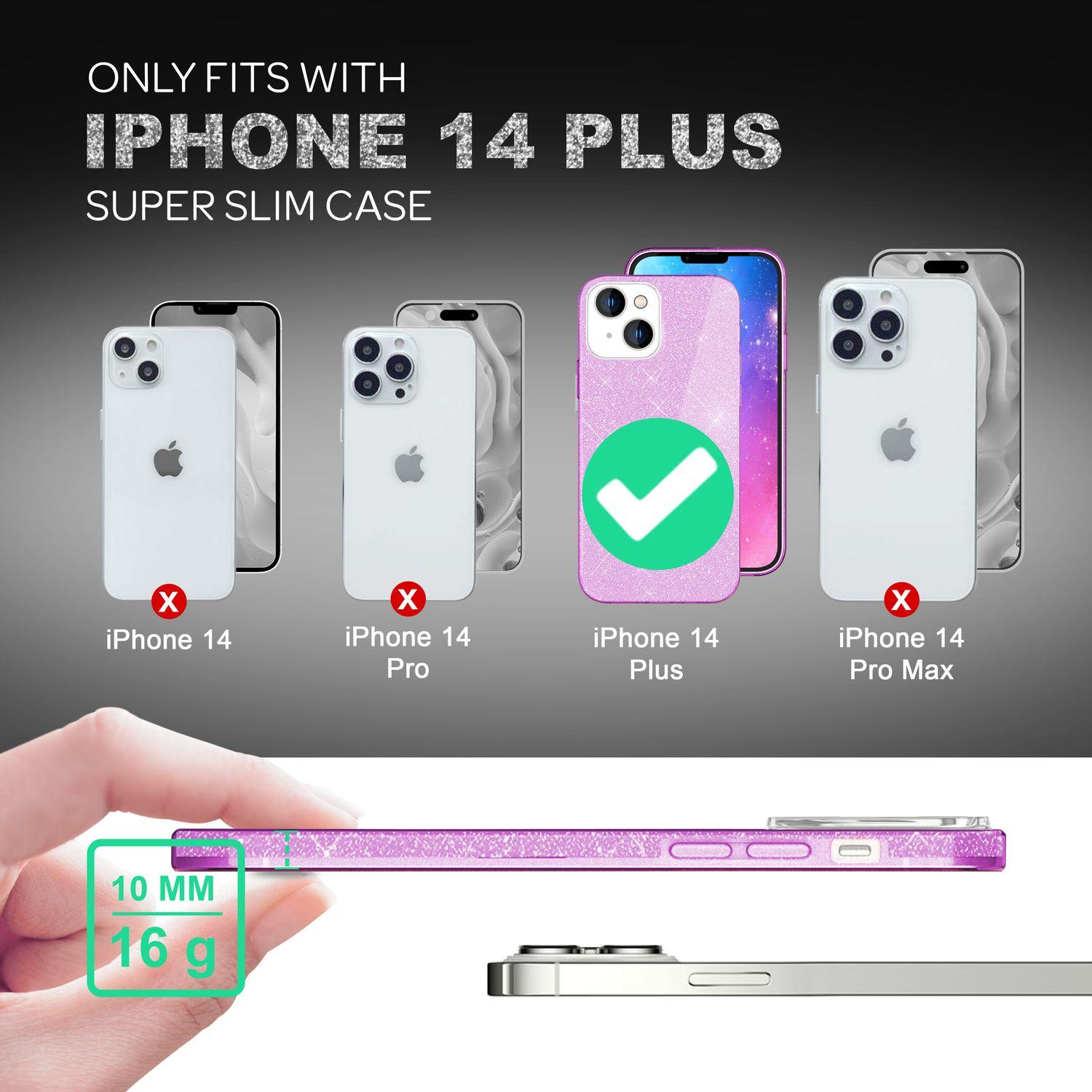 Thumbnail - Nalia Glitzer Hülle (Apple iPhone 14 Plus), Smartphone Hülle, Violett