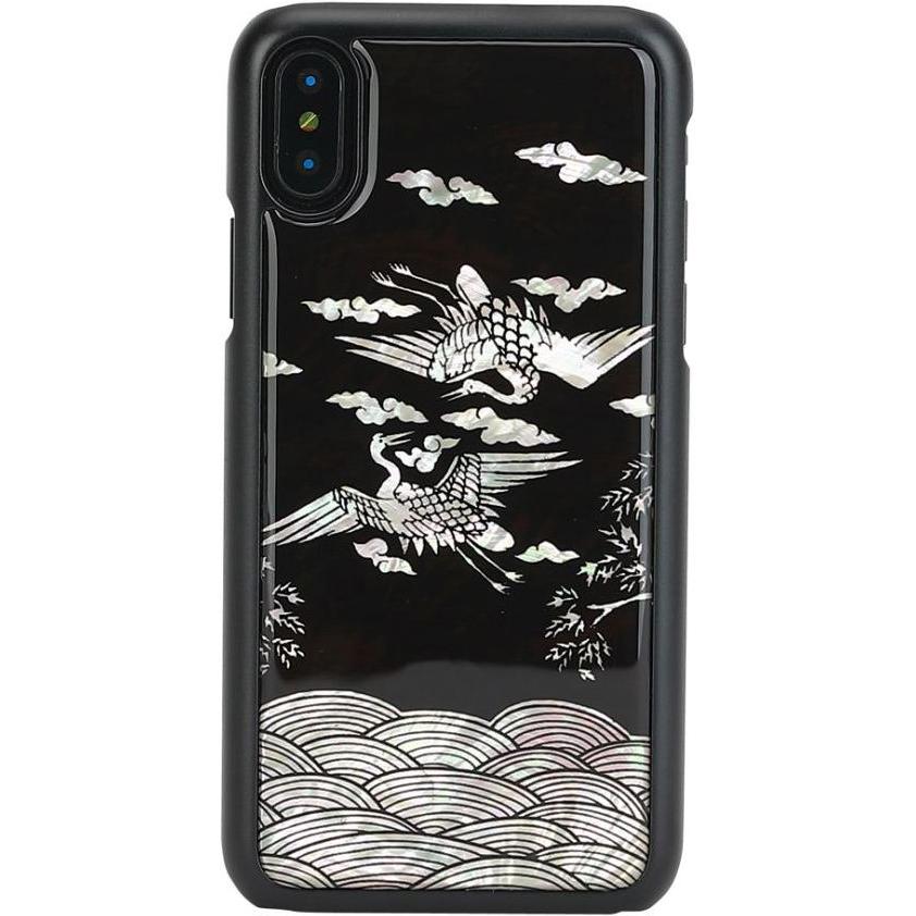 Ikins SmartPhone case iPhone XS/S crane black (Apple iPhone XS), Smartphone Hülle, Schwarz