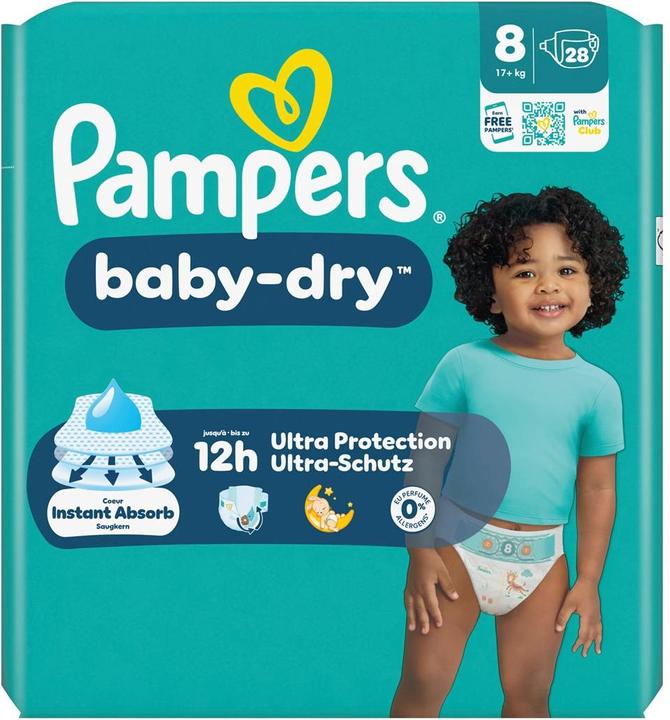 Pampers Baby Dry Gr.8 Extra Large 17+kg Windeln Singlepack 28 Stück (Maat 8, 28 Pcs.)
