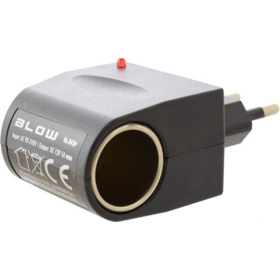 Blow Adapter 230V/12V gniazdo zapalniczki1A (12 W, 1 porzione), Caricatore USB, Nero