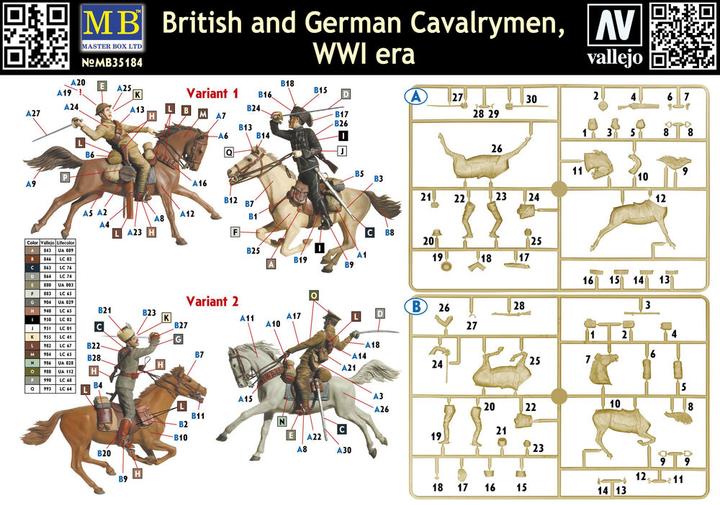 Actual product image Master Box British and German cavalrymen,WWI era