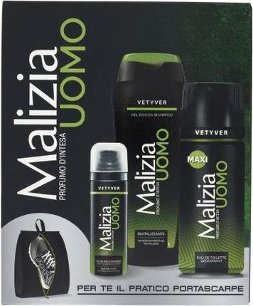 Immagine prodotto Malizia Men's Gift Set - Vetyver Perfume, Shower Gel, Shampoo, And Shaving Foam