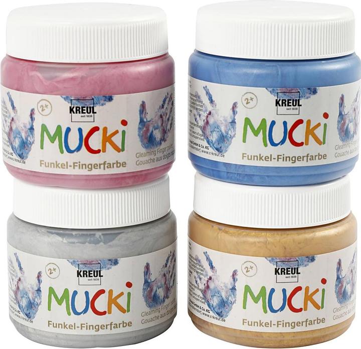 Actual product image Kreul MUCKI sparkle finger paints (Gold, Pink, Blue, Silver, 600 ml)