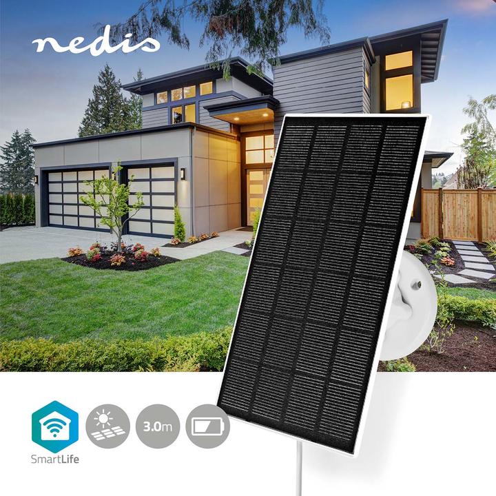 Produktbild Nedis Sonnenkollektor 4.5 V DC 0.5 A A Micro USB Seillänge: 3.00 m Zubehör für: WIFICBO30WT (3 W)