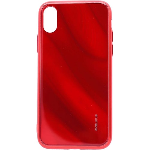 Evelatus iPhone X/XS Water Ripple Full Color Electroplating Tempered Glass Case (XS), Smartphone Hülle, Rot