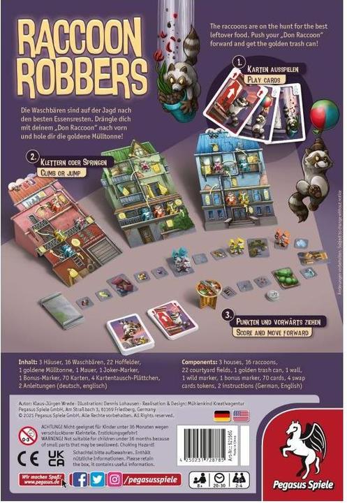 Productafbeelding Pegasus 52156G - Raccoon Robbers - Bordspel, voor 2 tot 4 spelers vanaf 8 jaar (uitgave DE/EN) (Duits)