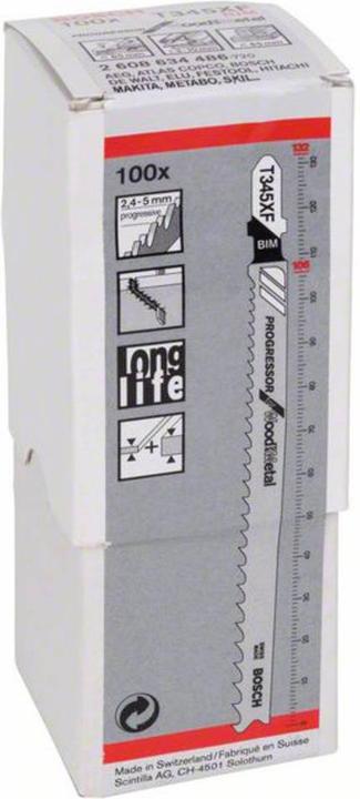 Produktbild Bosch Professional Zubehör PRO Multi Material thick and thin T345XF Stichsägeblatt, 132 mm, 100-tlg.