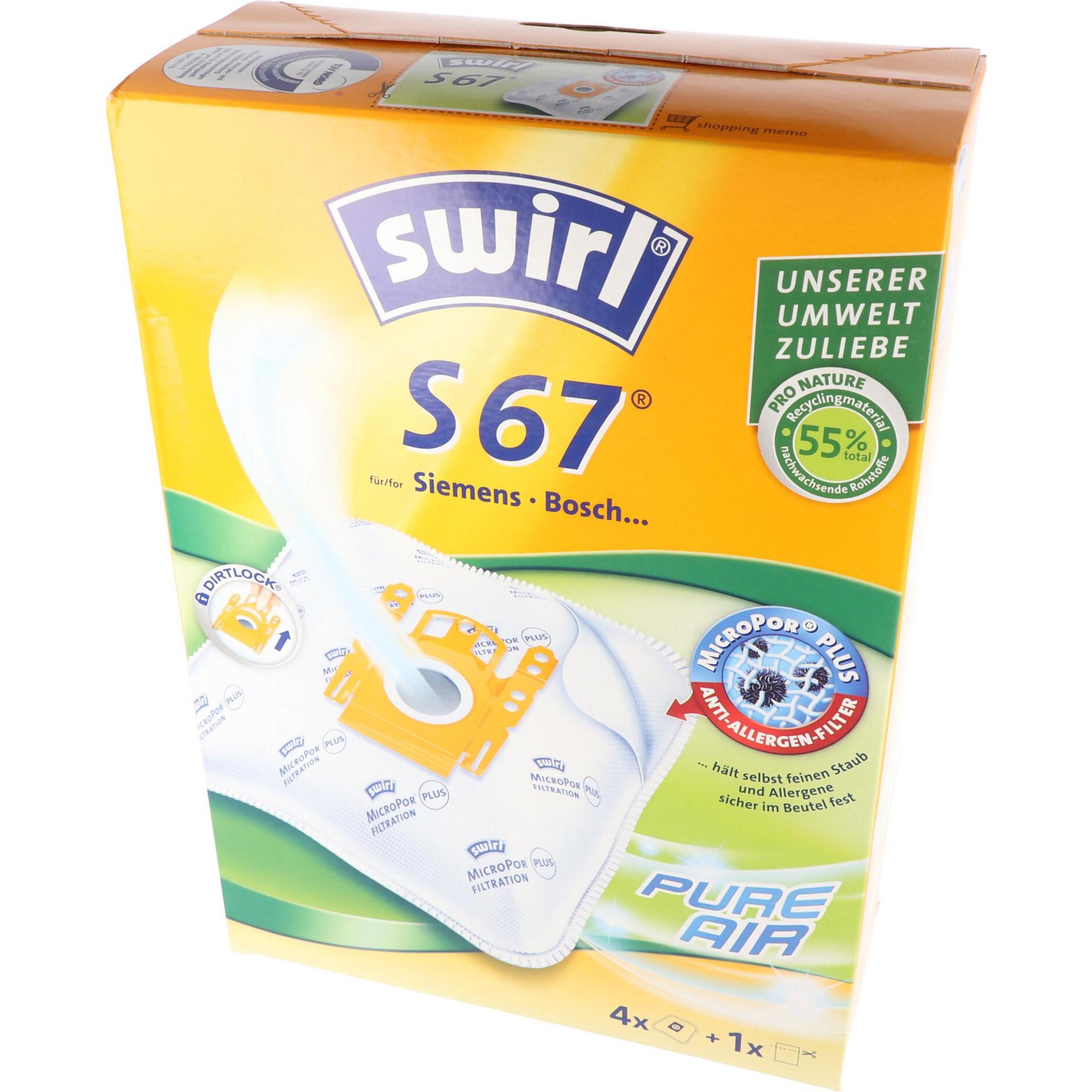 Swirl Staubsaugerbeutel S67 MicroPor Plus für Siemens und Bosch Staubsauger, Staubsaugerbeutel