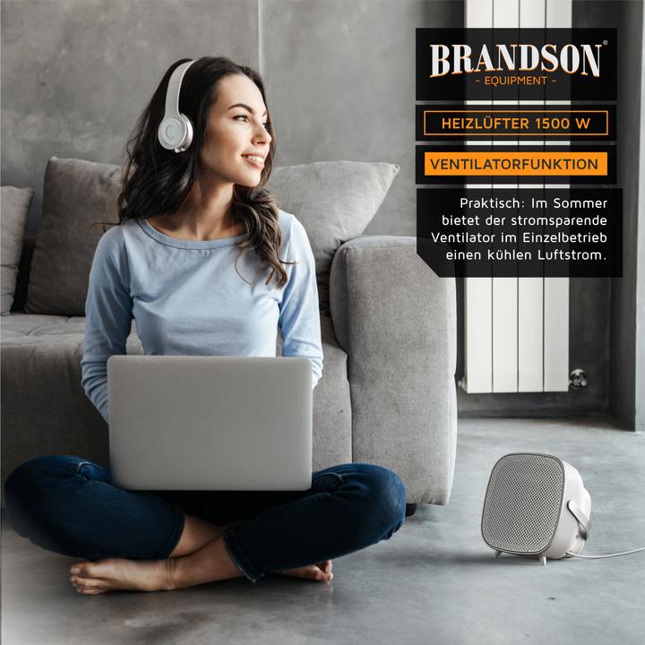Actual product image Brandson Ceramic fan heater 1500 watt, bathroom quick heater with temperature control, energy-saving, quiet (1500 W)