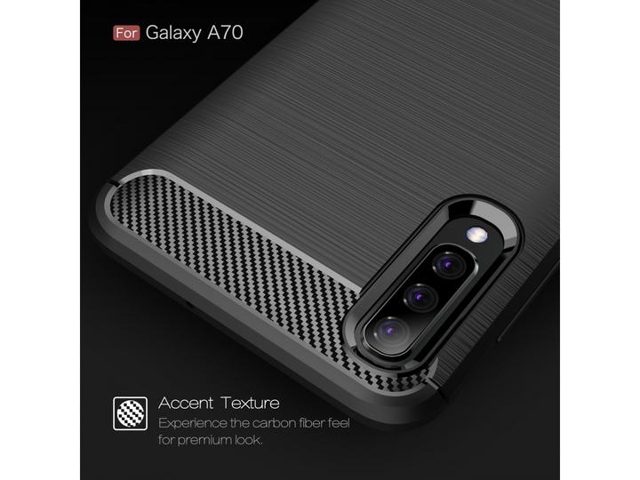 Produktbild Screenguard Samsung Galaxy A70 Hülle Carbon Brushed Soft TPU (Samsung Galaxy A70)