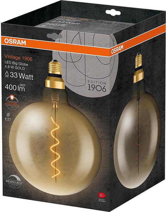 Actual product image Osram Vintage 1906 LED DIM 33 4.8 W/2200 K E27 (E27, 4.80 W, 400 lm, 1 x, G)