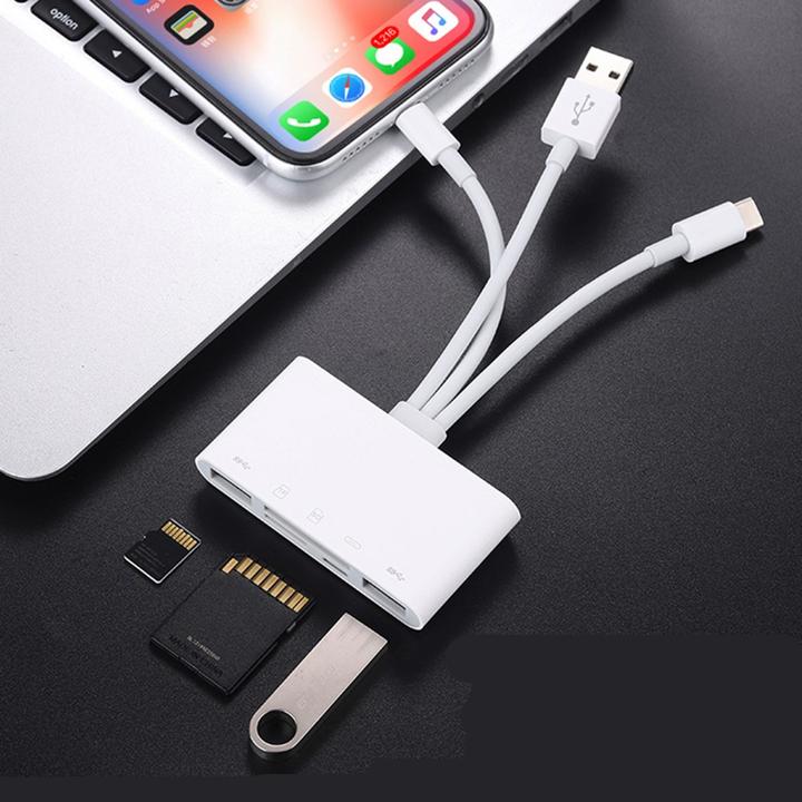 Immagine prodotto Deltalabs Lettore di schede da Lightning a SD/MicroSD e adattatore di ricarica per Apple (Lightning, MicroDot, USB tipo C, USB-A)