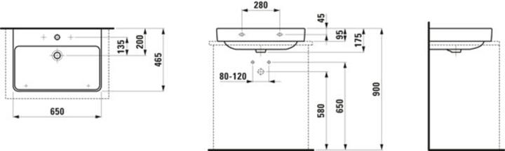 Actual product image Laufen Countertop washbasin PRO S special version o ÜL o HL 650x465mm white LCC (465 mm, 650 mm)