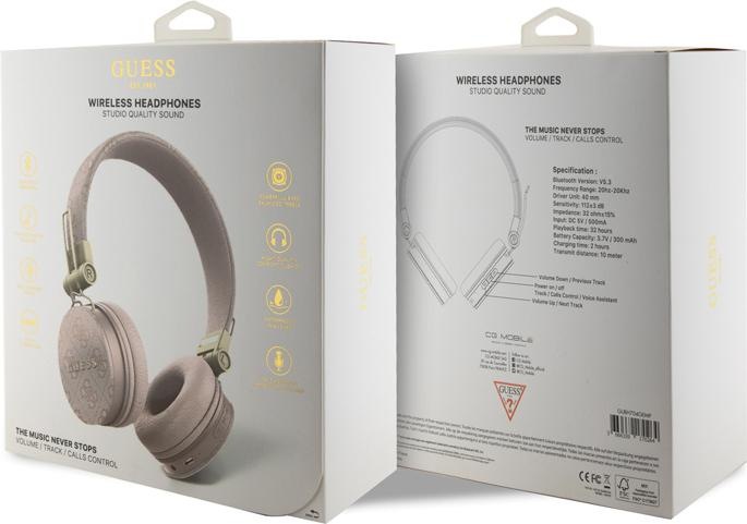 Actual product image Guess Wireless Leather Headphone with Metal Logo (ANC, 0.00 h, Wireless)