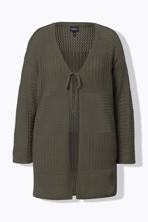 Produktbild Ulla Popken Strickjacke, Lochstrick, Oversized, V-Ausschnitt (46)