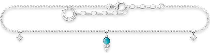Thomas Sabo Türkiser Stein Silber Fusskette (925er Silber, 27 cm)