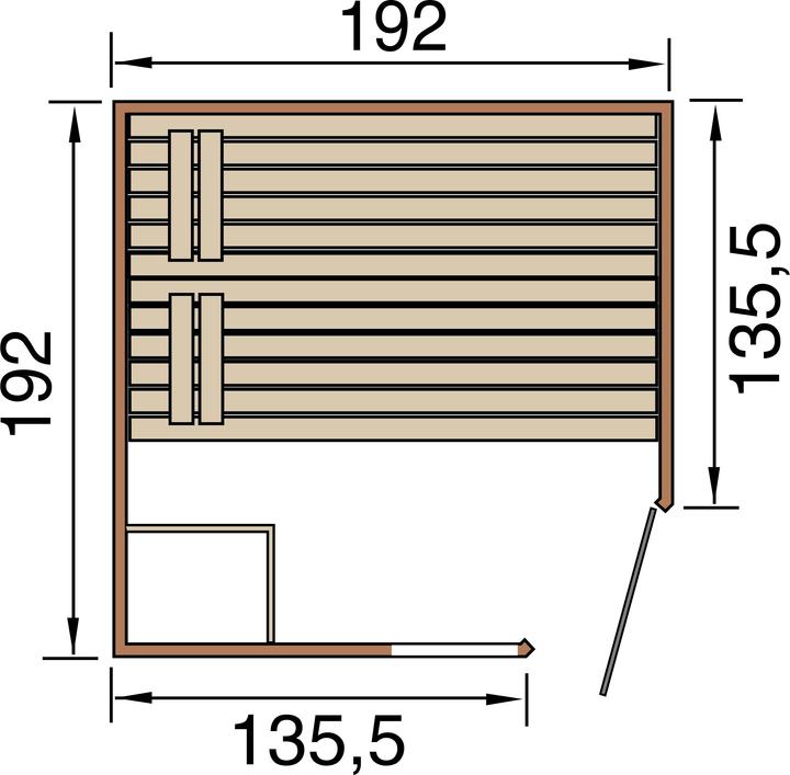 Actual product image Weka Holzbau Solid wood element sauna 38 mm LAUKKALA 3 GTF incl. sauna light set (Without oven)