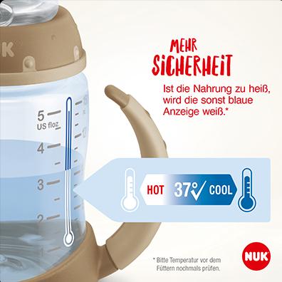 Immagine prodotto NUK Disney Winnie the Pooh First Choice Baby Bottle Temperature Control, 150ml, 6-18 mesi, ros... (150 ml)