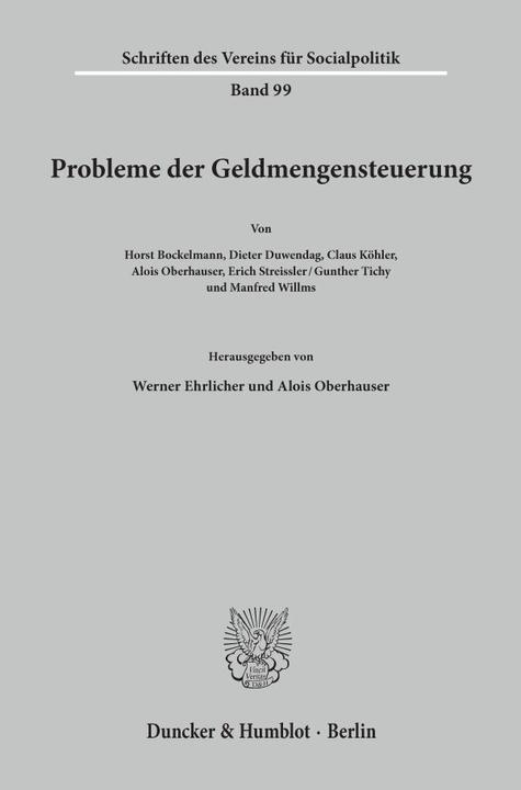 Immagine prodotto Probleme der Geldmengensteuerung. (Alois Oberhauser, Werner Ehrlicher, 1978)