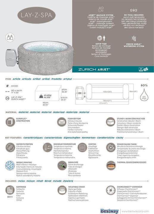 Immagine prodotto Bestway Lay-Z-Spa Zurigo (4 pers.)