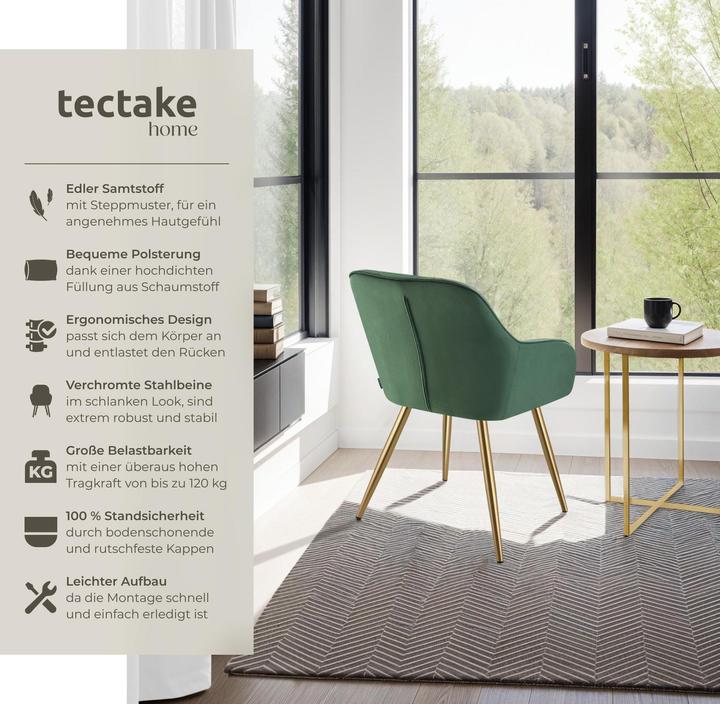 Produktbild tectake Stuhl Marilyn, Samtoptik, gesteppt