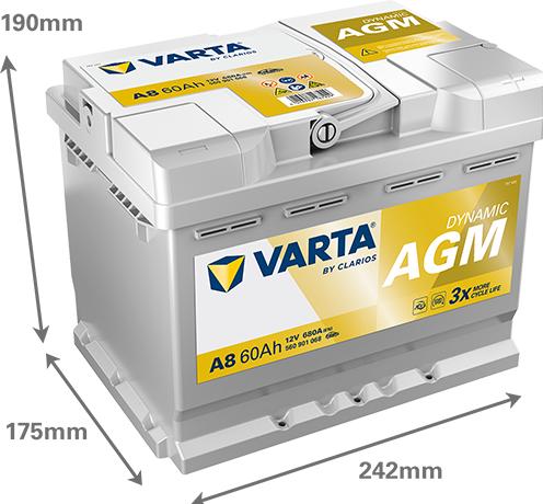 Image du produit Varta AGM A8 (12 V, 60 Ah, 680 A)