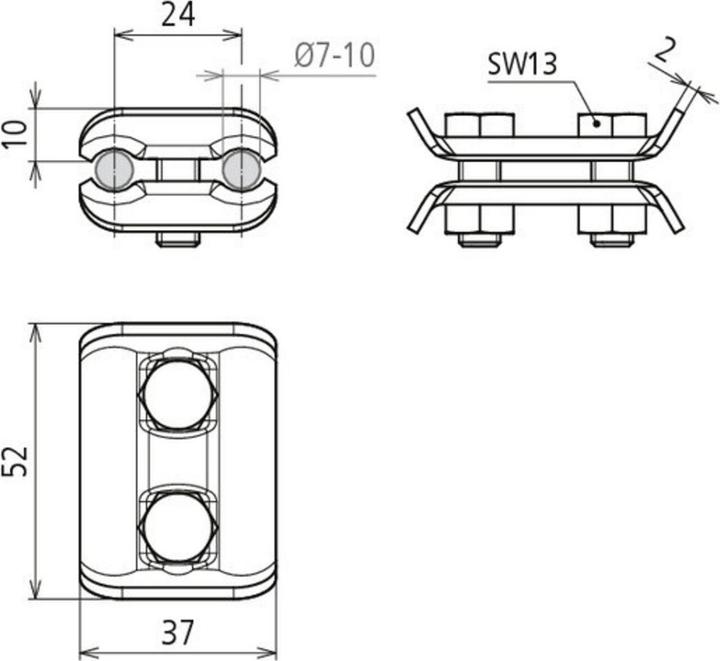 Produktbild Dehn Parallelverbinder Cu f. Rd 7-10mm 307007 (Stecker und Verbinder)