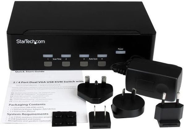 Produktbild StarTech 4 Port KVM Switch mit Dual-VGA und 4-fach USB Hub - USB 2.0