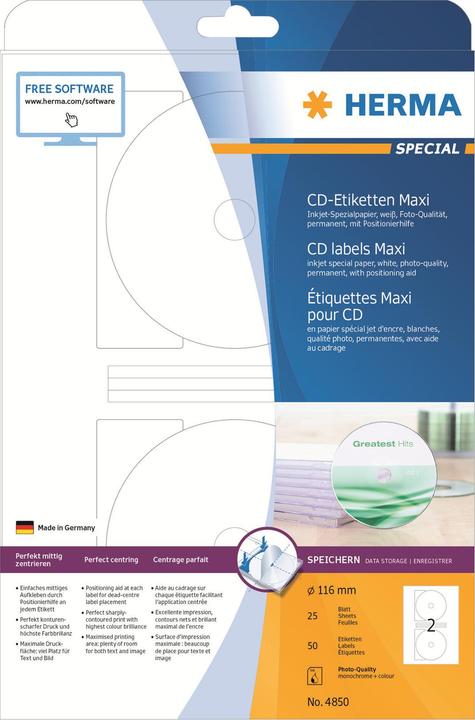 Actual product image HERMA Inkjet CD labels A4