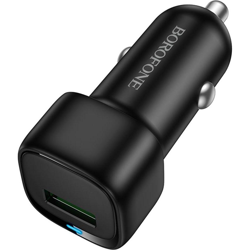 Borofone - Car Charger Cloud (BZ34) - USB, Single Port, 18W (QC/FCP/AFC), ABS, for 12-24V - Black, Adattatore per auto, Nero