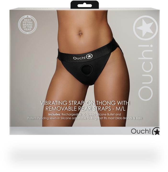 Image du produit Ouch! Vibrating Strap-on Thong - Removable Straps - M/L (L, M)
