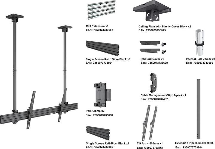 Actual product image Multibrackets Ceiling bracket, 40"-110", black, max 80 kg
