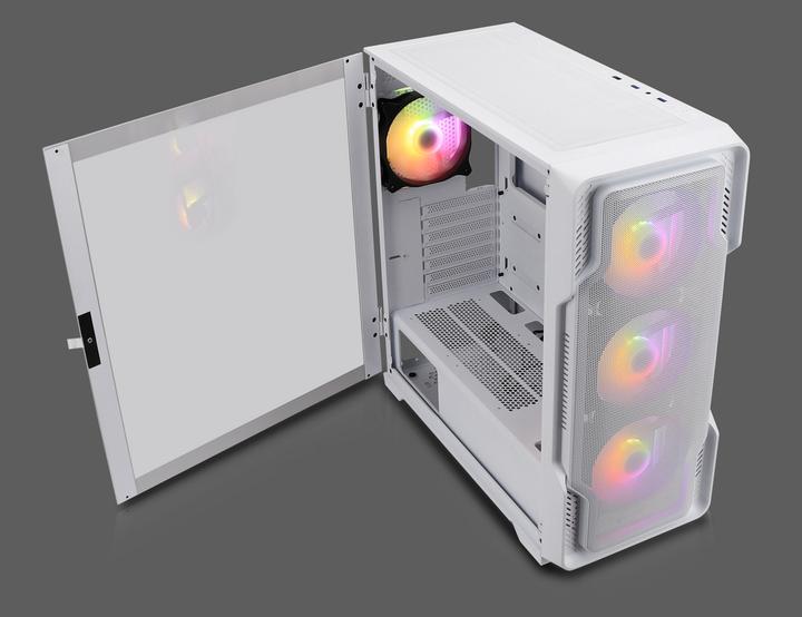Productafbeelding Nanoxia Go MIDI DS-9 ARGB luchtstroom wit - USB-C - TG-Mesh (ATX, mATX, Mini-ITX)