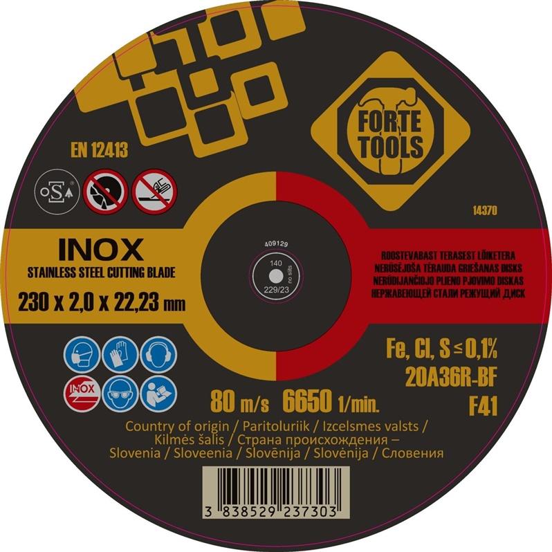 Forte tools, Schleifmittel, CUTTING DISC 230X2X22.23IN