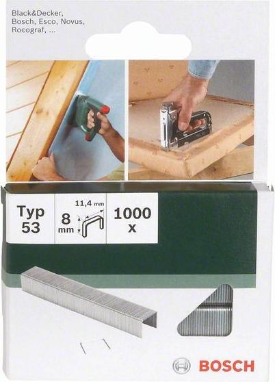 Produktbild Bosch Professional Zubehör Feindrahtklammer Typ 53, 11,4 x 0,74 x 10 mm, 1000er-Pack, rostfrei