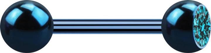 Actual product image Star Piercing Barbell dark blue with ball and ball crystal aqua (without brass, Surgical steel 316L)