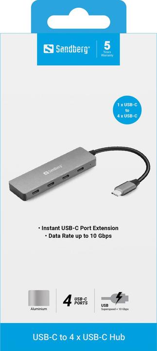 Productafbeelding Sandberg Hub 4 x USB-C (USB-C, 4 ports)
