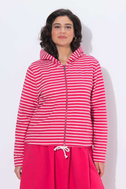 Produktbild Ulla Popken Sweatjacke, Ringel, Saumtunnel, Kapuze (62)