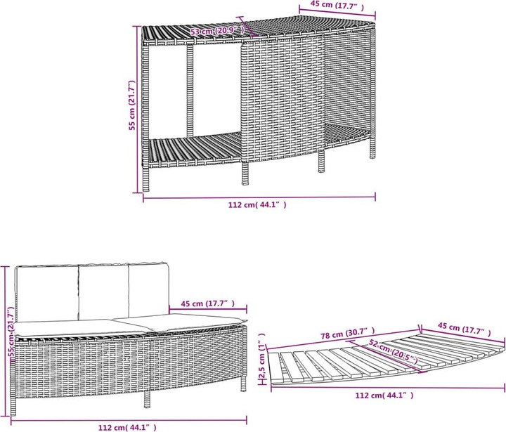 Immagine prodotto VidaXL Bordo della vasca idromassaggio Bordo della piscina Rivestimento della piscina Poli rattan grigio