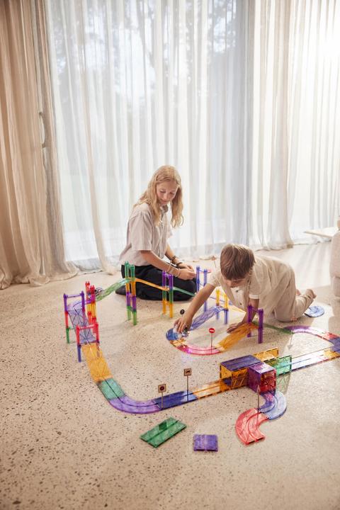 Actual product image Cleverclixx Autobahn-Bausatz in Pastellfarben 80 Teile