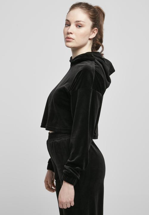 Actual product image Urban Classics Ladies Cropped Velvet Oversized Hoody (M)