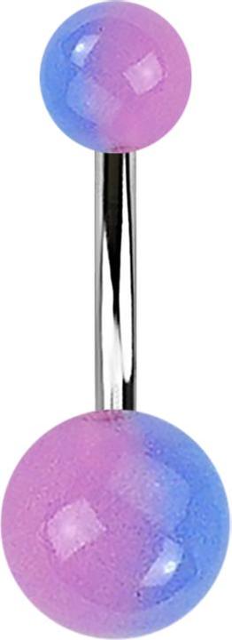 Immagine prodotto Star Piercing Banane silber mit zwei Kugeln zweifarbig violett "Glow" (Materiale sintetico, senza ottone, Acciaio chirurgico 316L)