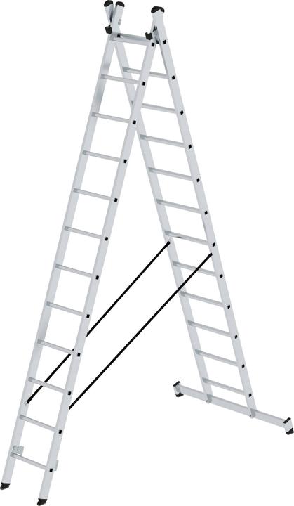 Produktbild Munk Sprossen-Mehrzweckleiter 2-teilig mit nivello-Traverse 2x12 Sprossen (Mehrzweckleiter, 614 cm)
