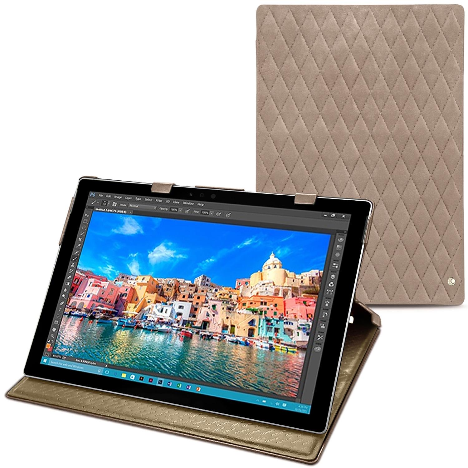 Noreve Lederschutzhülle vertikal (Microsoft Surface Pro 4), Tablet Hülle, Beige