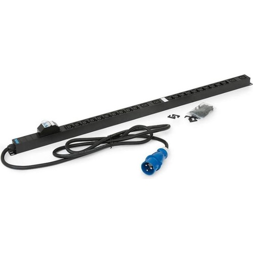 Triton RAB-PD-X53-X1 - Vertikale Steckdosenleiste (Schuko) IEC C13 mit Schutzschalter, Serverschrank Zubehör, Schwarz