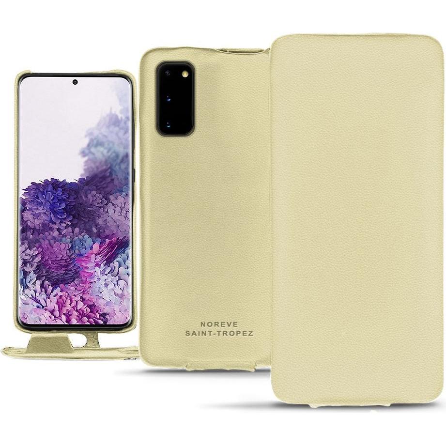 Noreve Lederschutzhülle vertikal (Samsung Galaxy S20), Smartphone Hülle, Beige