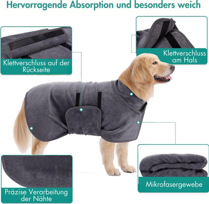Image du produit Suba Peignoir absorbant pour chien – Taille L (L, Peignoir pour chien)