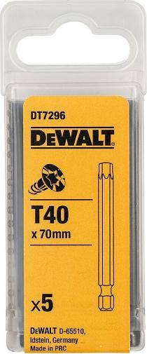 Actual product image DeWalt Torsion Bit T40 70mm 5pcs (Hexagon socket TX)
