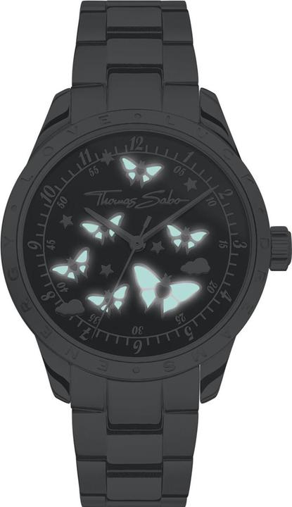 Image du produit Thomas Sabo Damenuhr mit Schmetterlingen silberfarben (Montre analogique, 34 mm)